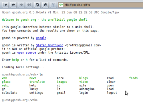 Google shell "ls"