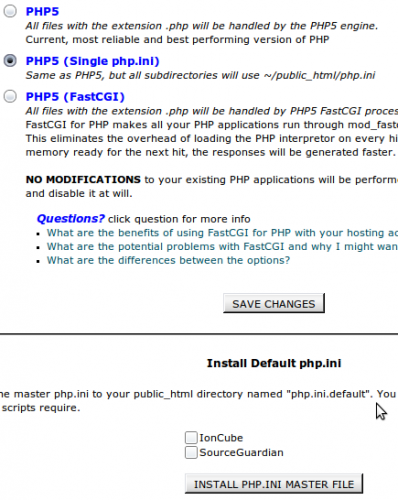 Настройки PHP