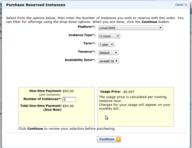 Покупка reserved instance